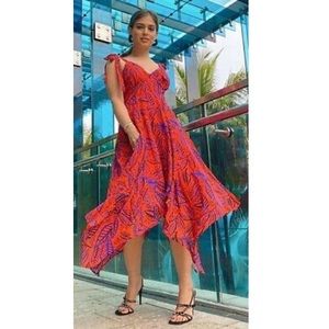 ALEXIS Orange Blue Botanical Asymmetrical …